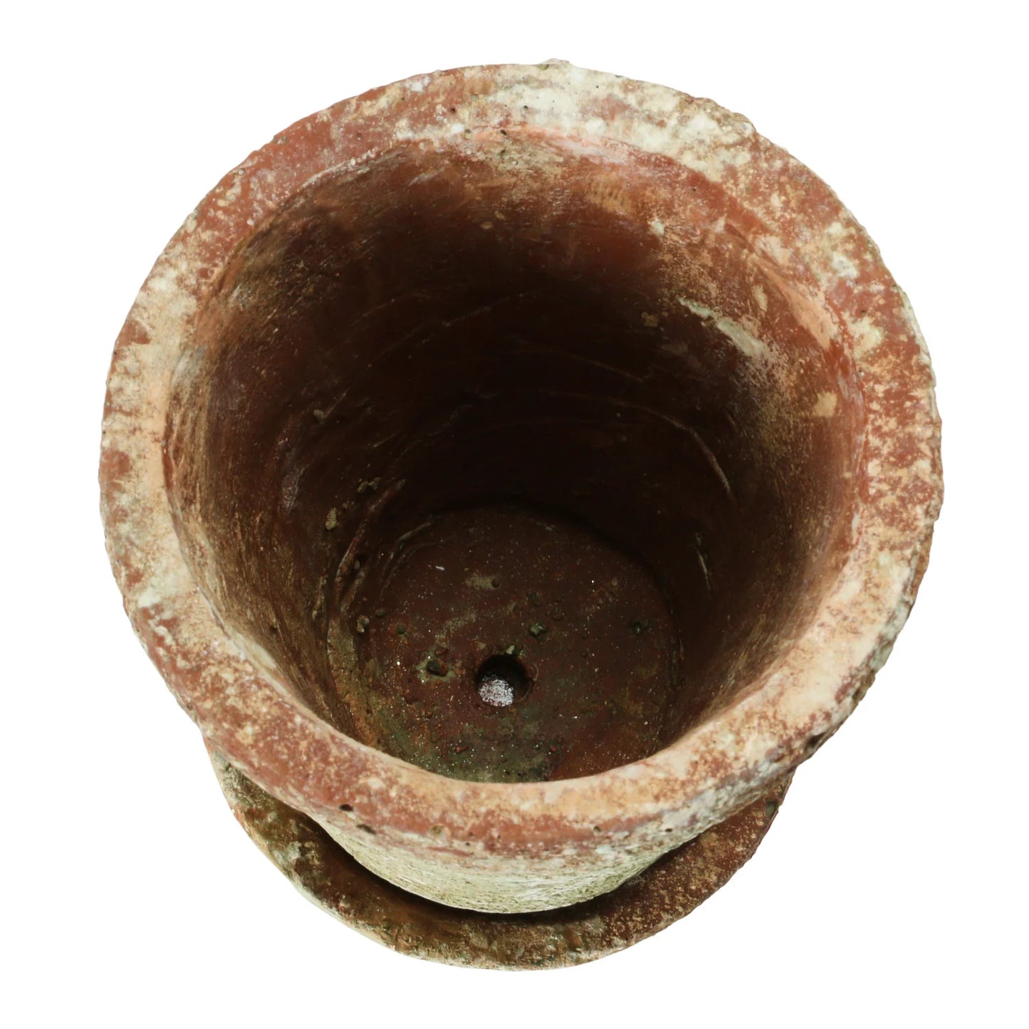 Small Distressed Cement Planter with Saucer