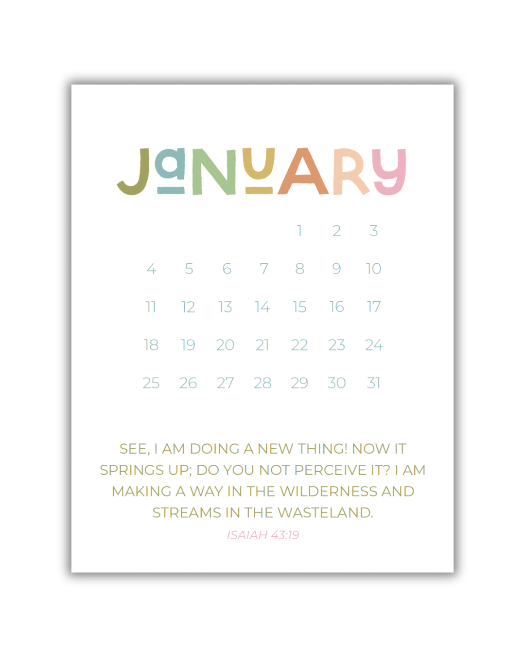 2026 Calendar with Easel