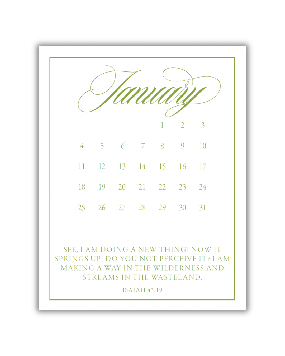 2026 Calendar with Easel