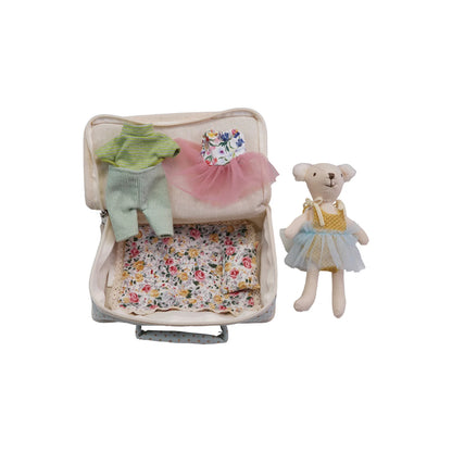 Fabric Suitcase Bed with Doll and Outfits