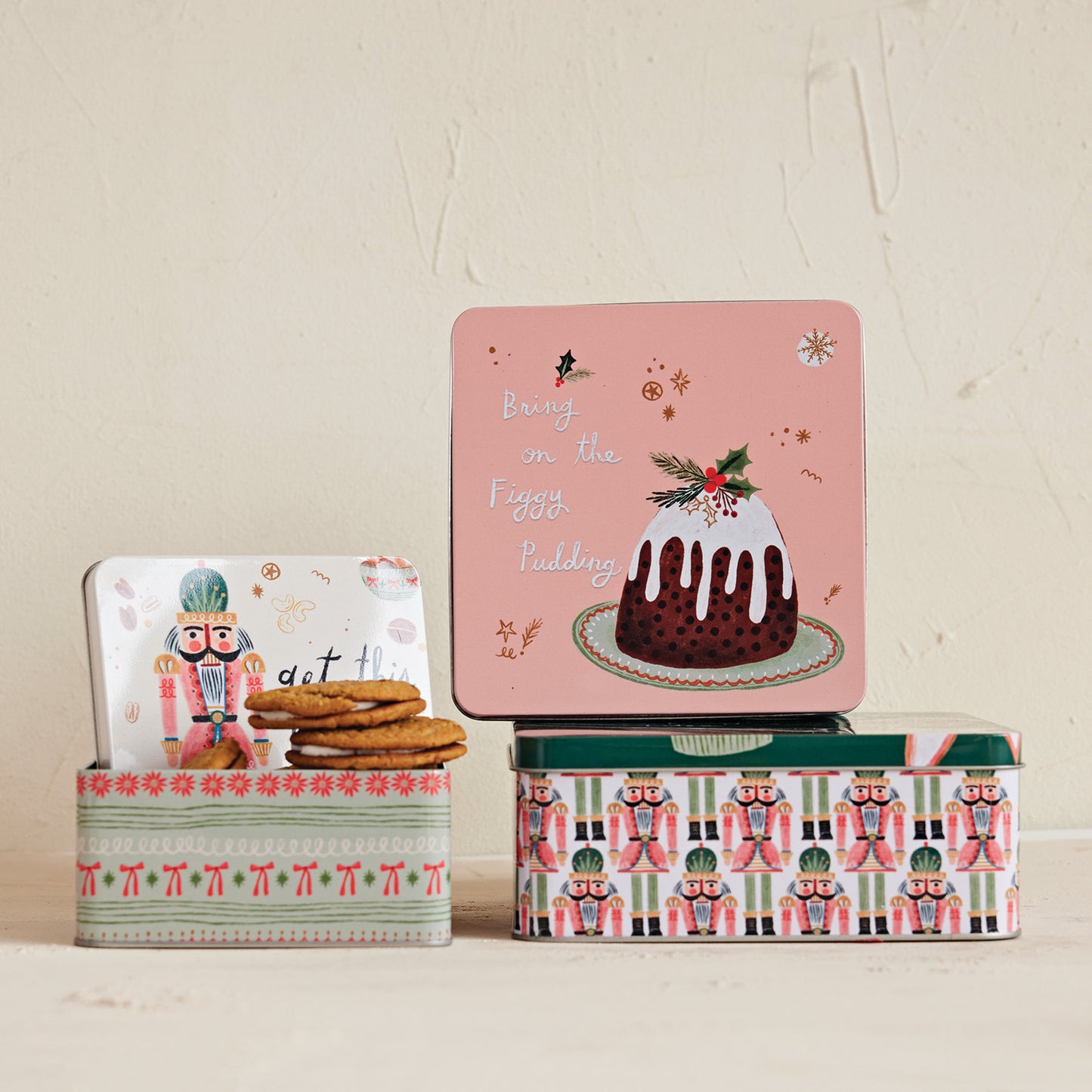 Set of 3 Cookie Tins with Lid