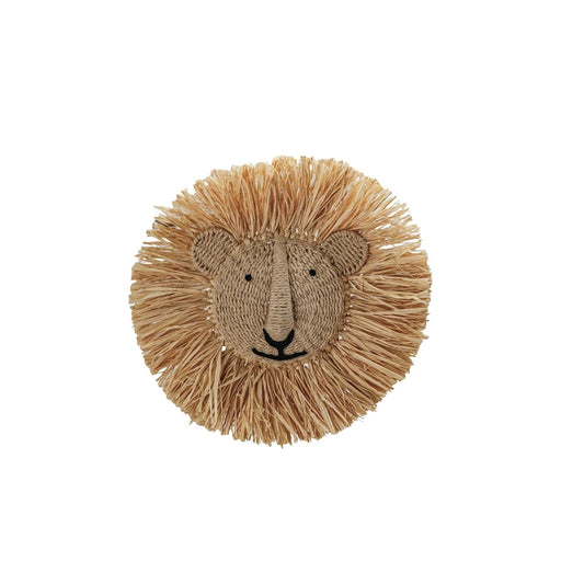 Paper Rope and Dried Raffia Lion Head Wall Decor