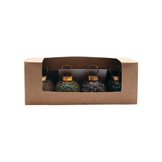 Beaded Ball Ornament Card/Photo Holders with 16 Cards, Boxed Set of 4