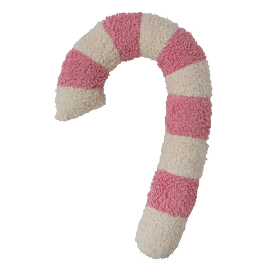 Cotton Sherpa Candy Cane Pillow