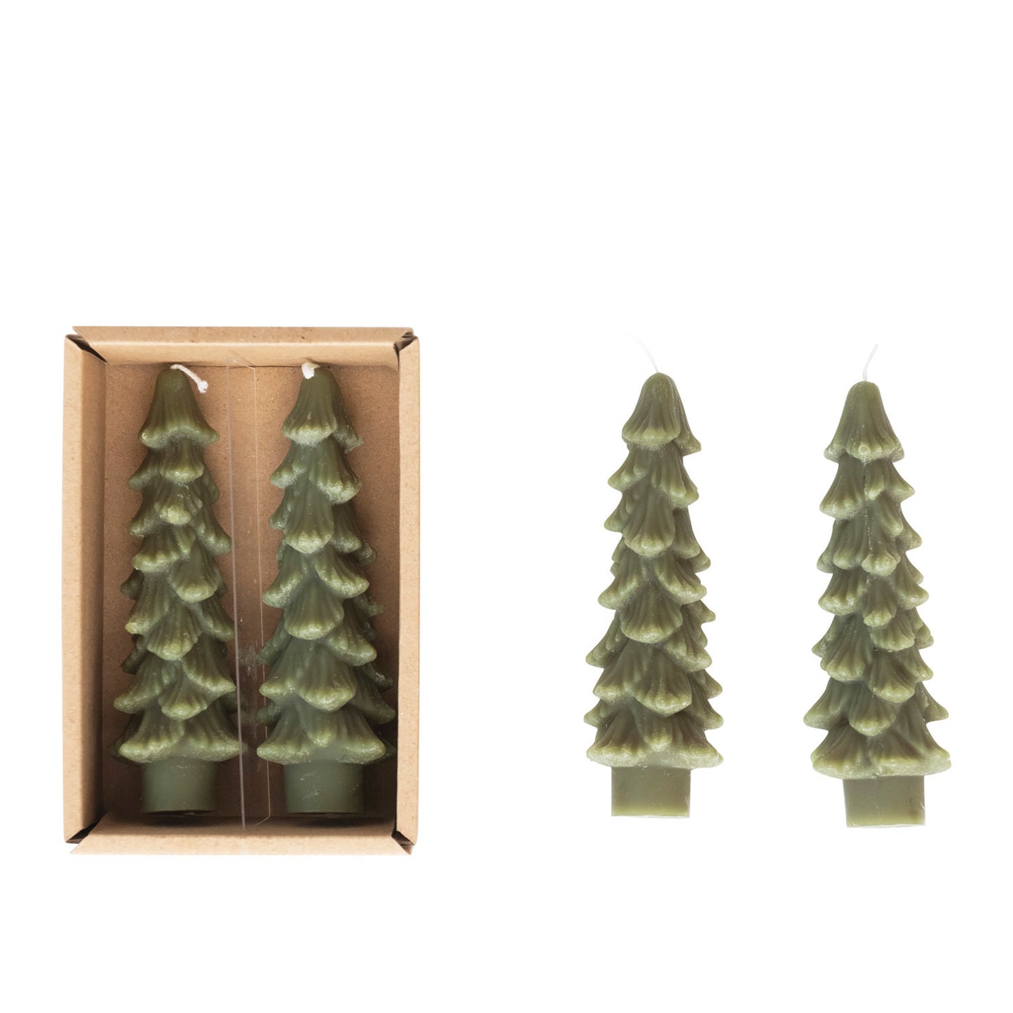 5" Unscented Tree Shaped Taper Candles, Set of 2