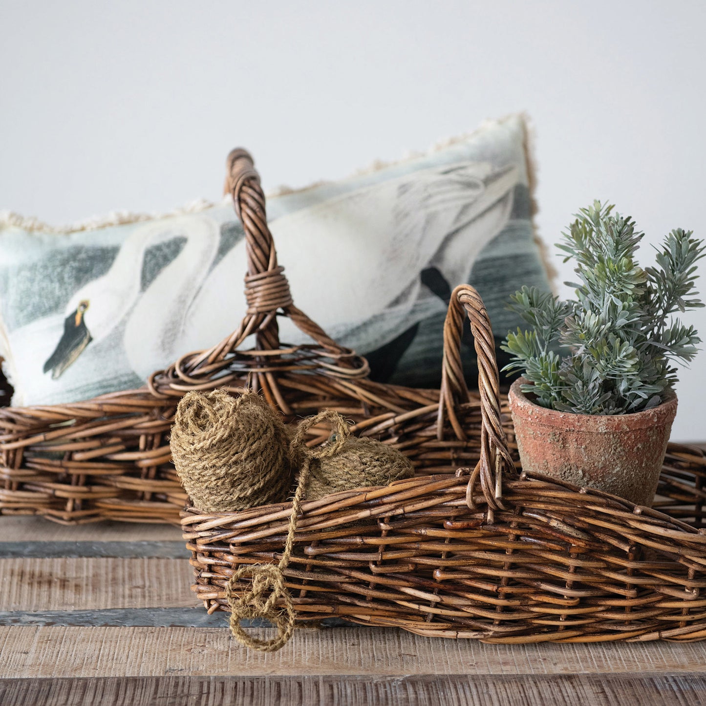 Small Distressed Cement Planter with Saucer