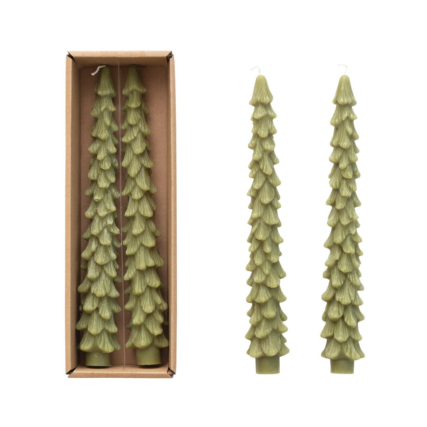 10" Unscented Tree Shaped Taper Candles, Set of 2