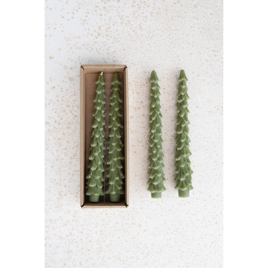 10" Unscented Tree Shaped Taper Candles, Set of 2