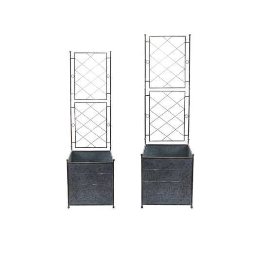 Galvanized Metal Planters with TrellisTre