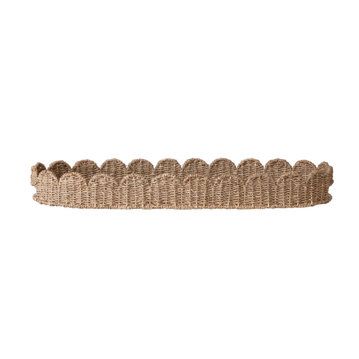 Hand Woven Scalloped Tray with Handles