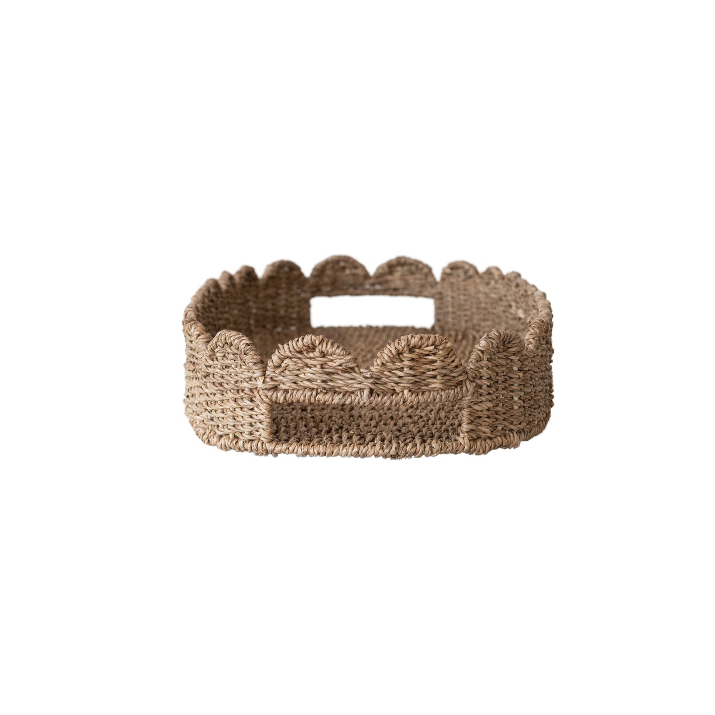 Hand Woven Scalloped Tray with Handles